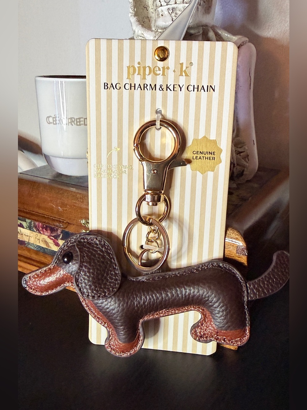 Piper K Leather Dachshund Bag Charm/Keychain